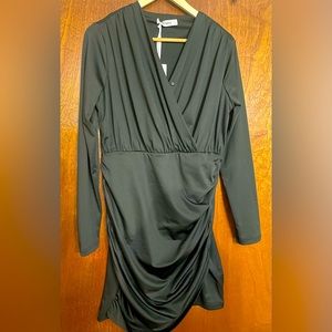 Grace Karin brand new black ruched mini dress size Large